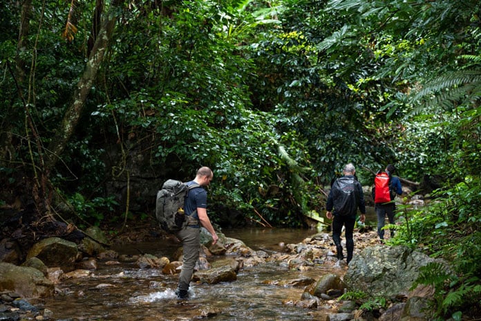 Jungle trekking and stream crossing